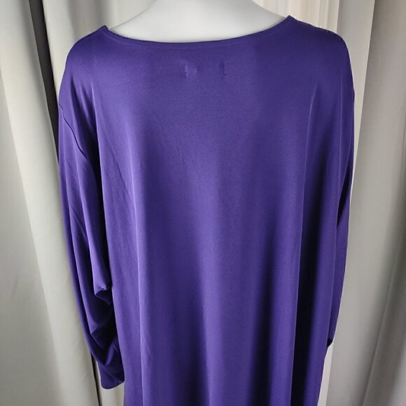 J Jason Wu Women's Purple V Neck Crossover Long Sleeve Blouse Size 5X - Picture 4 of 10